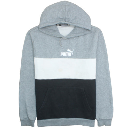 Puma Men's Grey Colour Block Hoodie XL Pullover Fleece