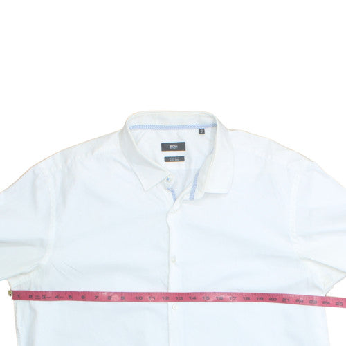 Hugo Boss Men's White Regular Fit Easy Iron Button-Up Shirt L