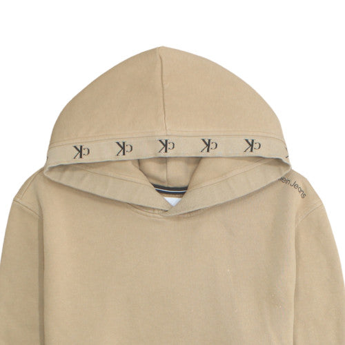 Calvin Klein Jeans Men's Beige Pullover Hoodie M Fleece Lined