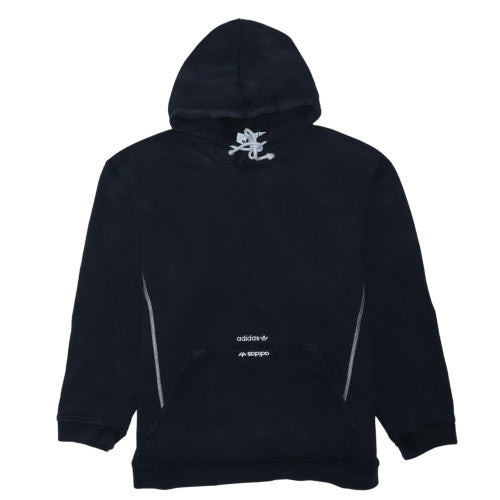 Adidas Women Black Pullover Hoodie L Cotton Blend Hooded Sweatshirt