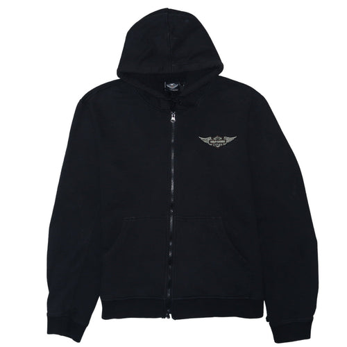 Harley-Davidson Men’s Black Full Zip Hooded Leather & Cotton XL Hoodie