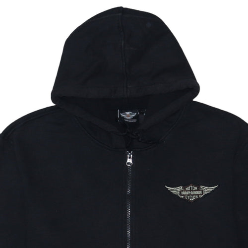 Harley-Davidson Men’s Black Full Zip Hooded Leather & Cotton XL Hoodie