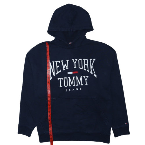 Tommy Jeans Men's Blue XL Pullover Hoodie Embroidered Logo