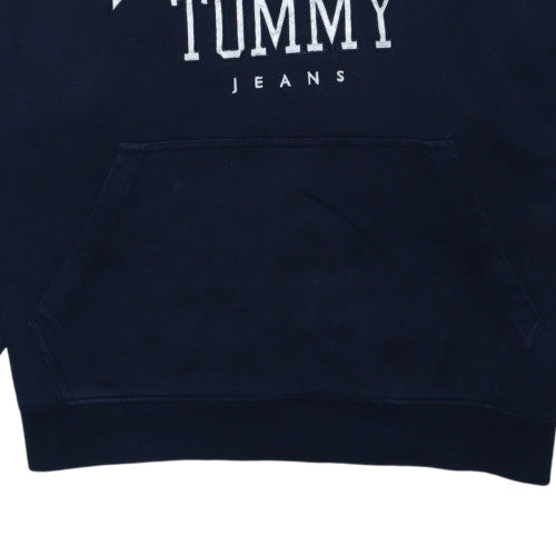 Tommy Jeans Men's Blue XL Pullover Hoodie Embroidered Logo