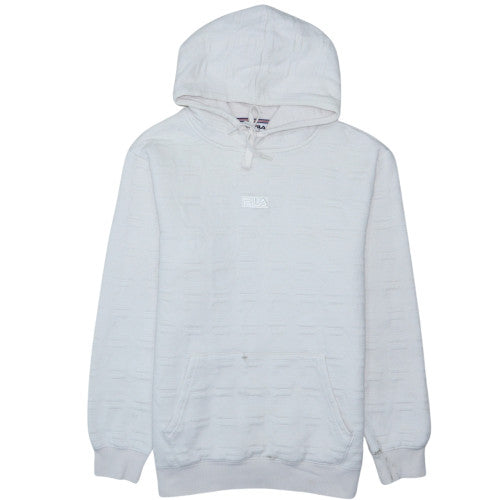 FILA Men’s White Pullover Hoodie S Logo Cotton Blend Sportswear