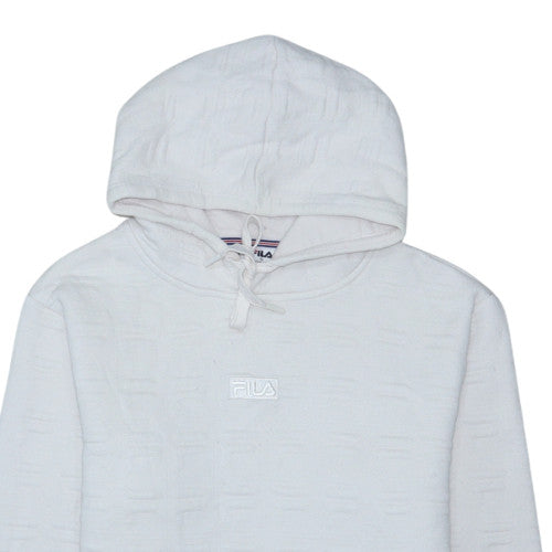 FILA Men’s White Pullover Hoodie S Logo Cotton Blend Sportswear