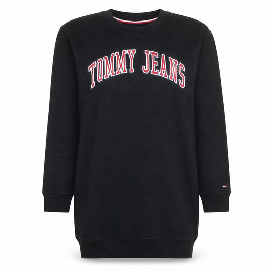 Front view of Tommy Jeans Women's Black XS Pullover Sweatshirt with Logo Detail