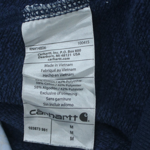 Carhartt Men Blue Pullover Hoodie M Relaxed Fit Logo Sweatshirt