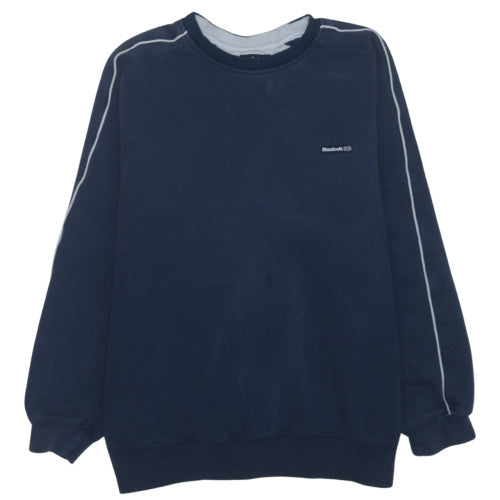 Reebok Mens Blue Crew Neck Pullover Sweatshirt L Classic Fleece