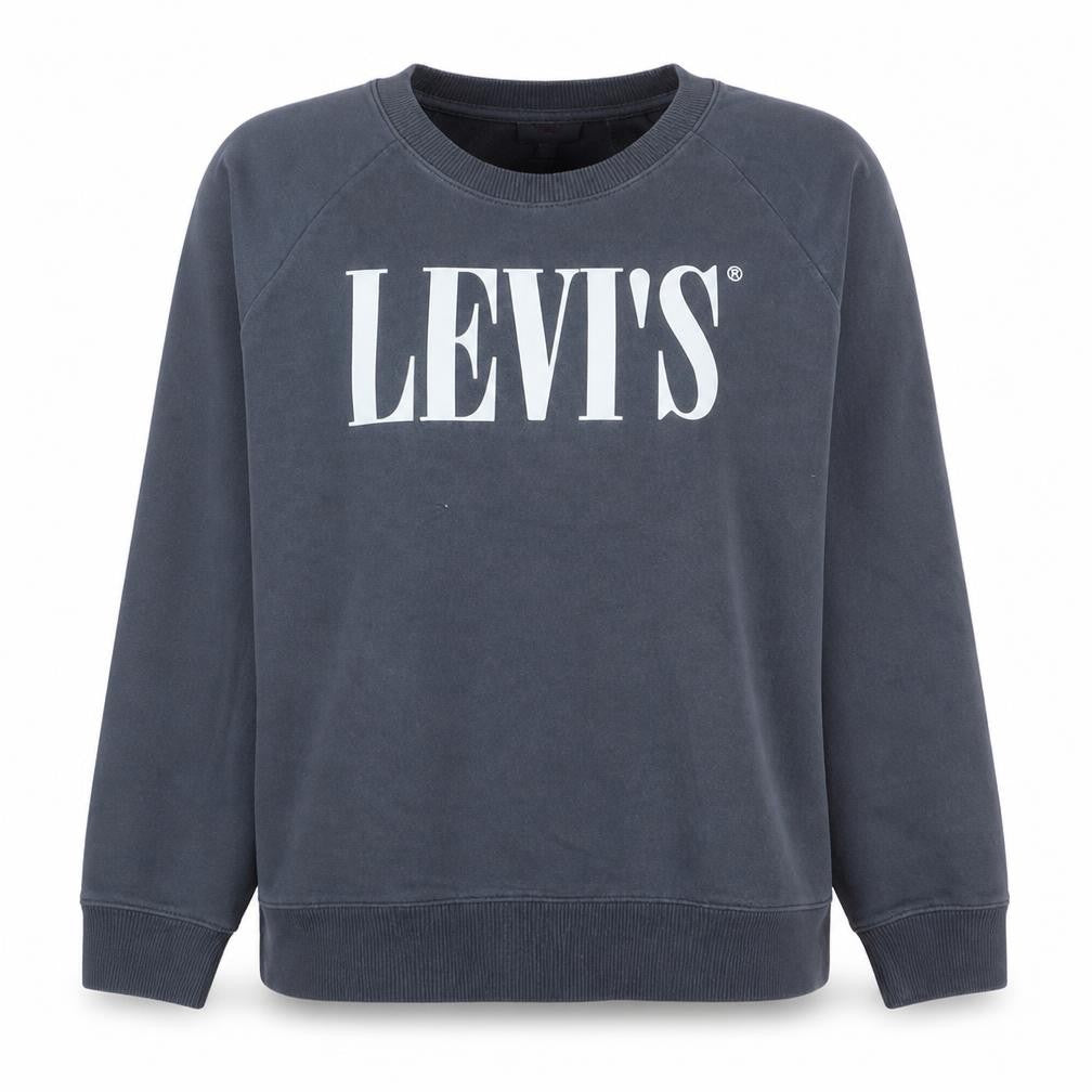Front view of Levi's Women's Black XL Pullover Crew Neck Logo Sweatshirt