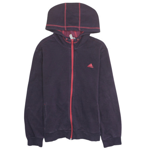 Adidas Womens Navy Full Zip Hoodie L Long Sleeve Hooded Sweatshirt
