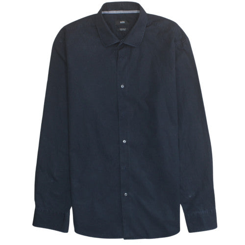 Hugo Boss Men's Blue Regular Fit Easy Iron Cotton Shirt Long Sleeve Size L