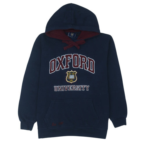 Oxford University Men's Blue Pullover Hoodie L Embroidered Logo