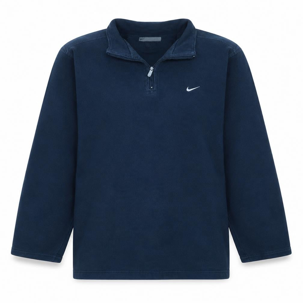 Front view of Nike Women's Navy 1/4 Zip Pullover Sweatshirt, size S, Fleece
