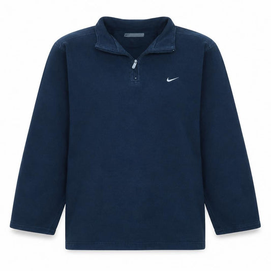 Front view of Nike Women's Navy 1/4 Zip Pullover Sweatshirt, size S, Fleece
