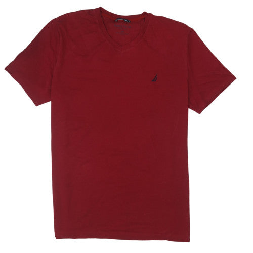 Nautica Men's Red V-Neck Short Sleeve 2XL Cotton Stretch T-Shirt