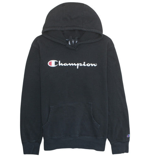 Champion Mens Black 2XL Pullover Hoodie with Logo Print