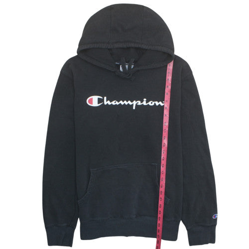 Champion Mens Black 2XL Pullover Hoodie with Logo Print