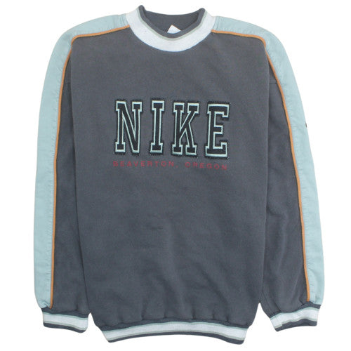 Nike Mens Grey Fleece Sweatshirt M Logo Pullover Crew Neck