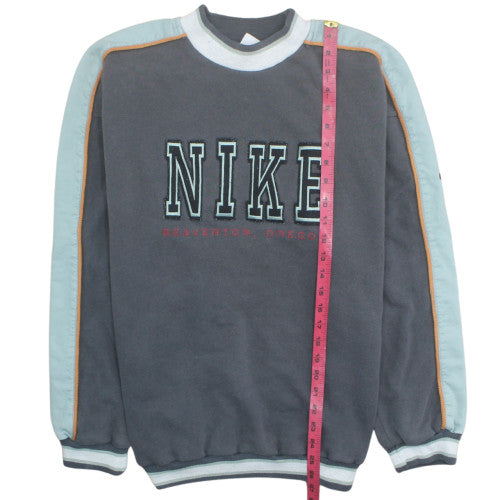 Nike Mens Grey Fleece Sweatshirt M Logo Pullover Crew Neck