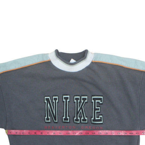 Nike Mens Grey Fleece Sweatshirt M Logo Pullover Crew Neck