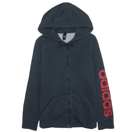 Adidas Womens Black Full Zip Hoodie Size L Hooded Sweatshirt