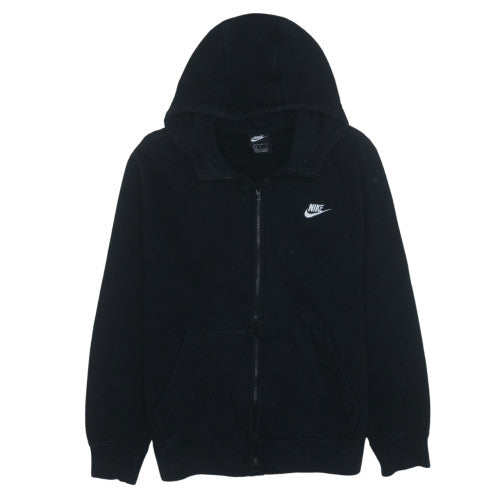 Nike Womens Black Full Zip Hoodie L Logo Cotton Blend Sweatshirt