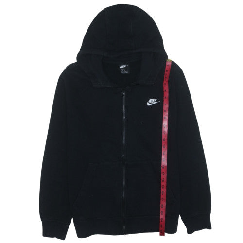 Nike Womens Black Full Zip Hoodie L Logo Cotton Blend Sweatshirt