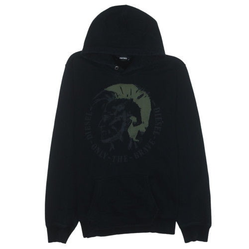Diesel Mens Black XL Pullover Hoodie Graphic Print Cotton Sweatshirt
