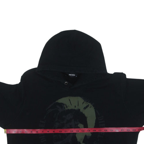 Diesel Mens Black XL Pullover Hoodie Graphic Print Cotton Sweatshirt