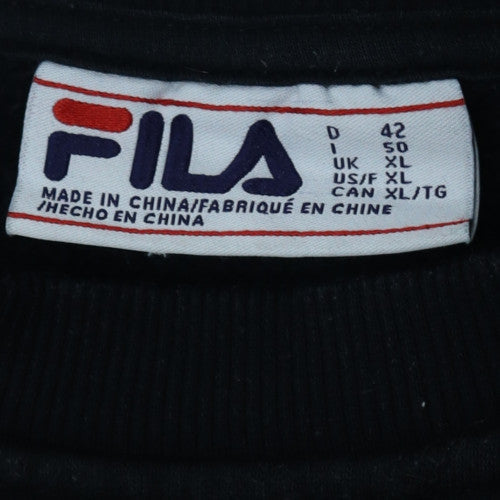 Fila Womens Black XL Pullover Sweatshirt Logo Crew Neck Cotton Blend