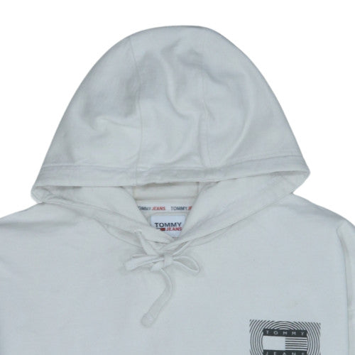 Tommy Jeans Men's White XL Pullover Hoodie with Graphic Print