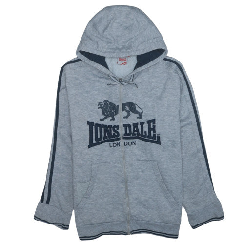 Lonsdale Men’s Grey XL Full Zip Hoodie with Logo Print
