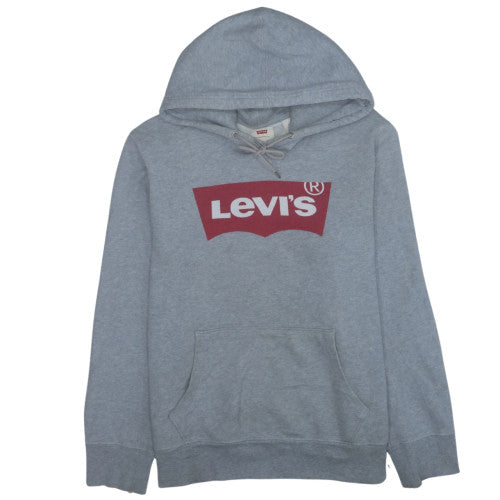 Levi's Mens Grey Medium Pullover Hoodie Sweatshirt Logo Cotton