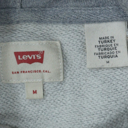 Levi's Mens Grey Medium Pullover Hoodie Sweatshirt Logo Cotton