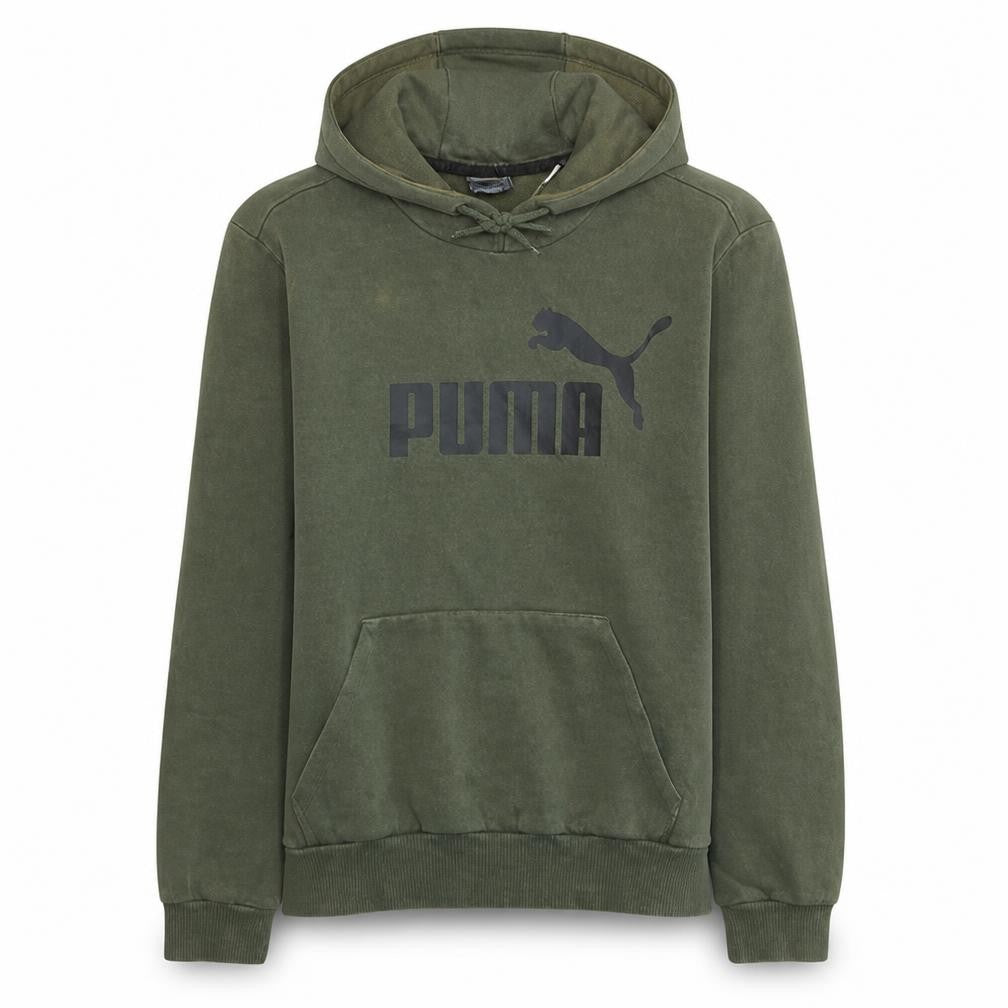 Front view of Puma Men's Green Pullover Hoodie Small Regular Fit Sports Style