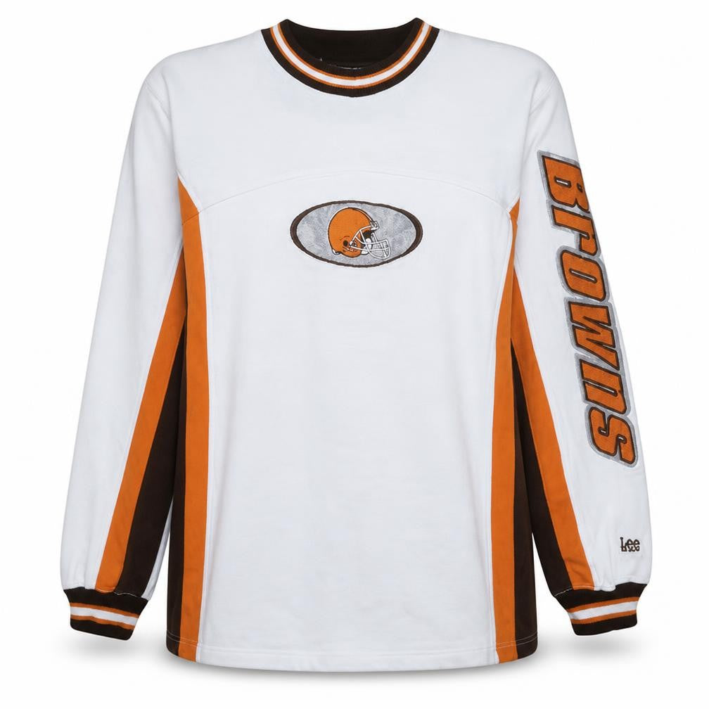 Front view of Lee Sport Men's White XL Pullover Sweatshirt Embroidered Football Logo