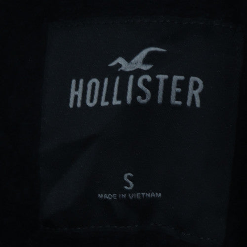Hollister Men Black Small Pullover Hoodie Graphic Fleece