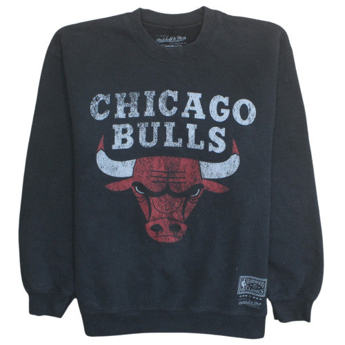 Mitchell & Ness Mens Black Chicago Bulls Pullover Sweatshirt S