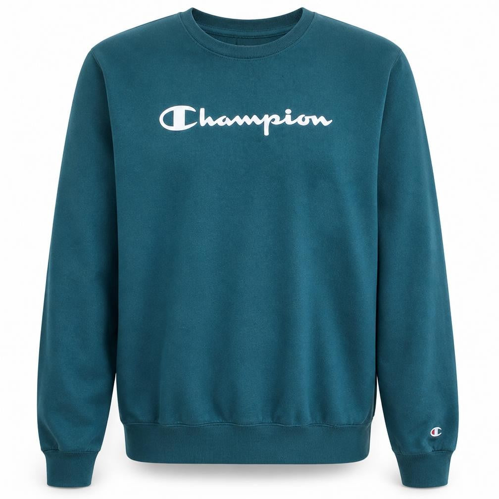 Front view of Champion boys’ green 2xl crew neck pullover sweatshirt logo print