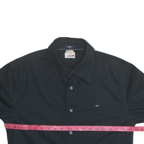 Hilfiger Denim Men's Black Slim Fit Long Sleeve Cotton Shirt M
