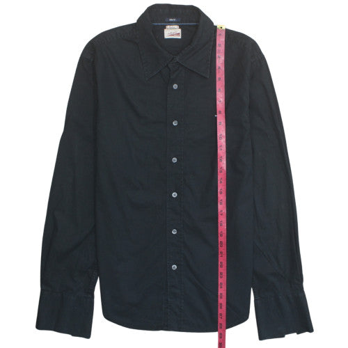 Hilfiger Denim Men's Black Slim Fit Long Sleeve Cotton Shirt M