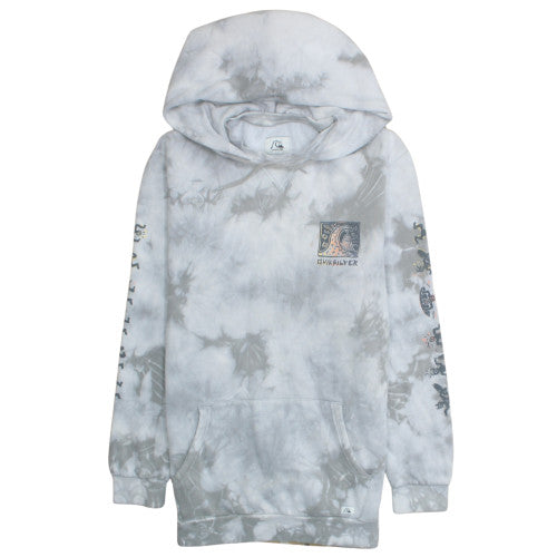 Quiksilver Men's Grey Tie Dye Pullover Hoodie XL Surf Graphic