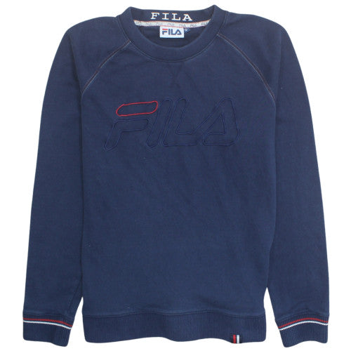FILA Women's Navy Blue Logo Pullover Sweatshirt M