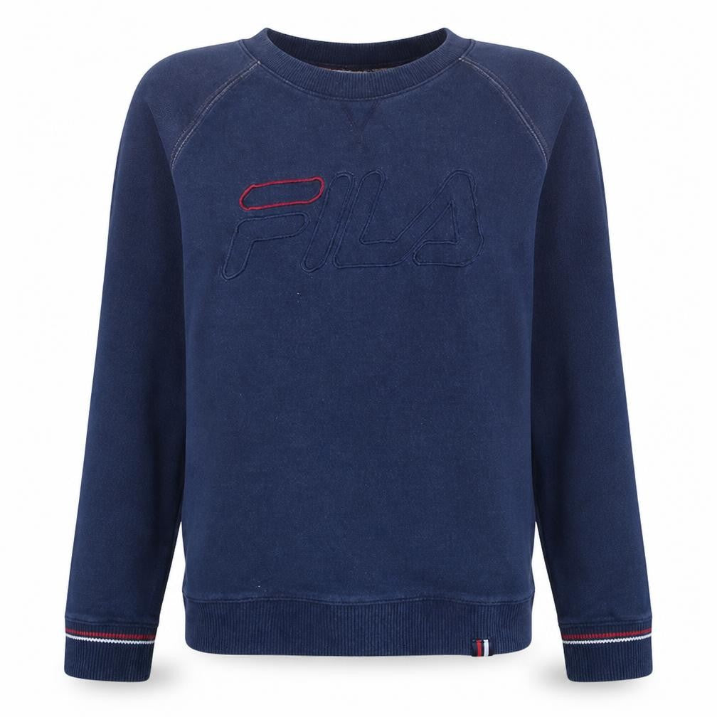 Front view of Fila Women's Navy Blue Logo Pullover Sweatshirt M