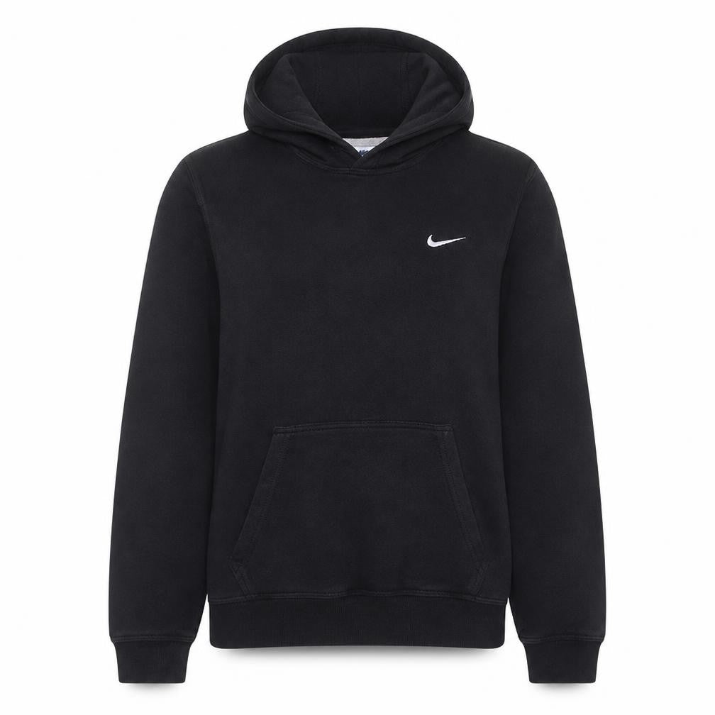 Front view of Nike Women Black L Pullover Hoodie Cotton Blend Fleece
