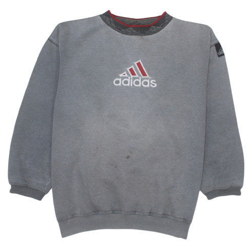 Adidas Women Grey Large Pullover Sweatshirt with Logo and Crew Neck