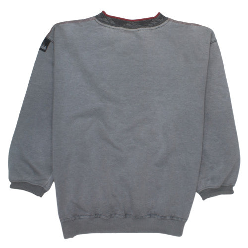 Adidas Women Grey Large Pullover Sweatshirt with Logo and Crew Neck