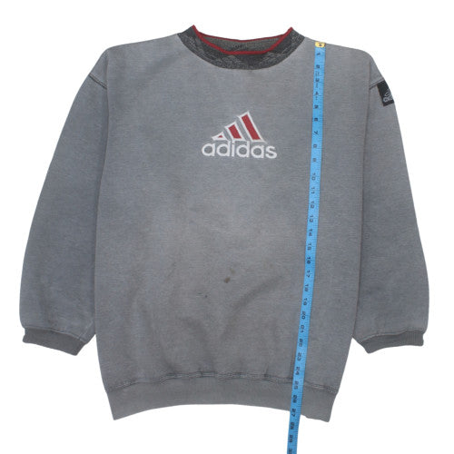 Adidas Women Grey Large Pullover Sweatshirt with Logo and Crew Neck