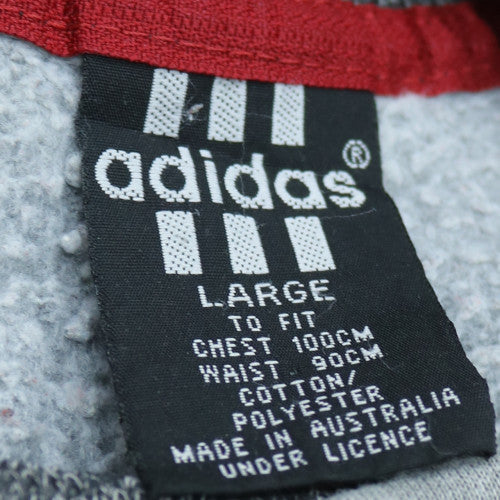 Adidas Women Grey Large Pullover Sweatshirt with Logo and Crew Neck